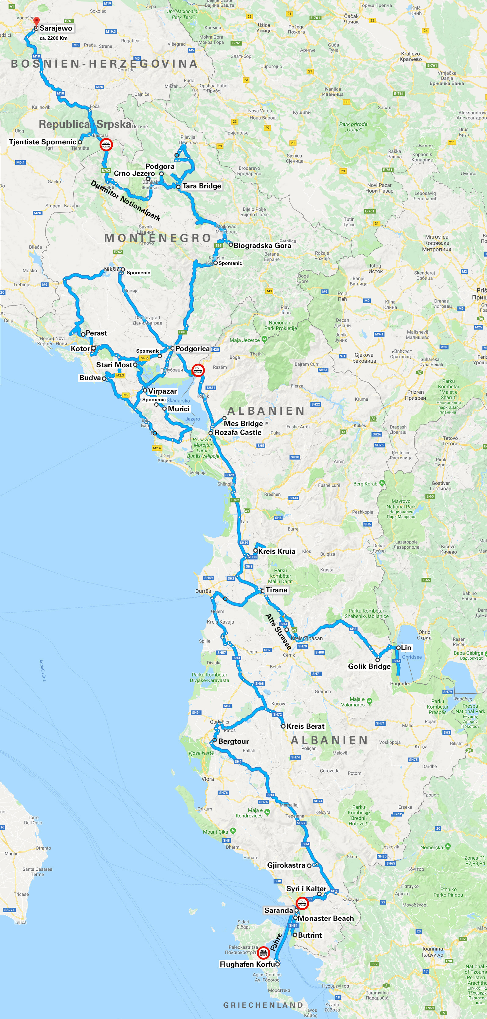 Albanien Route 2018