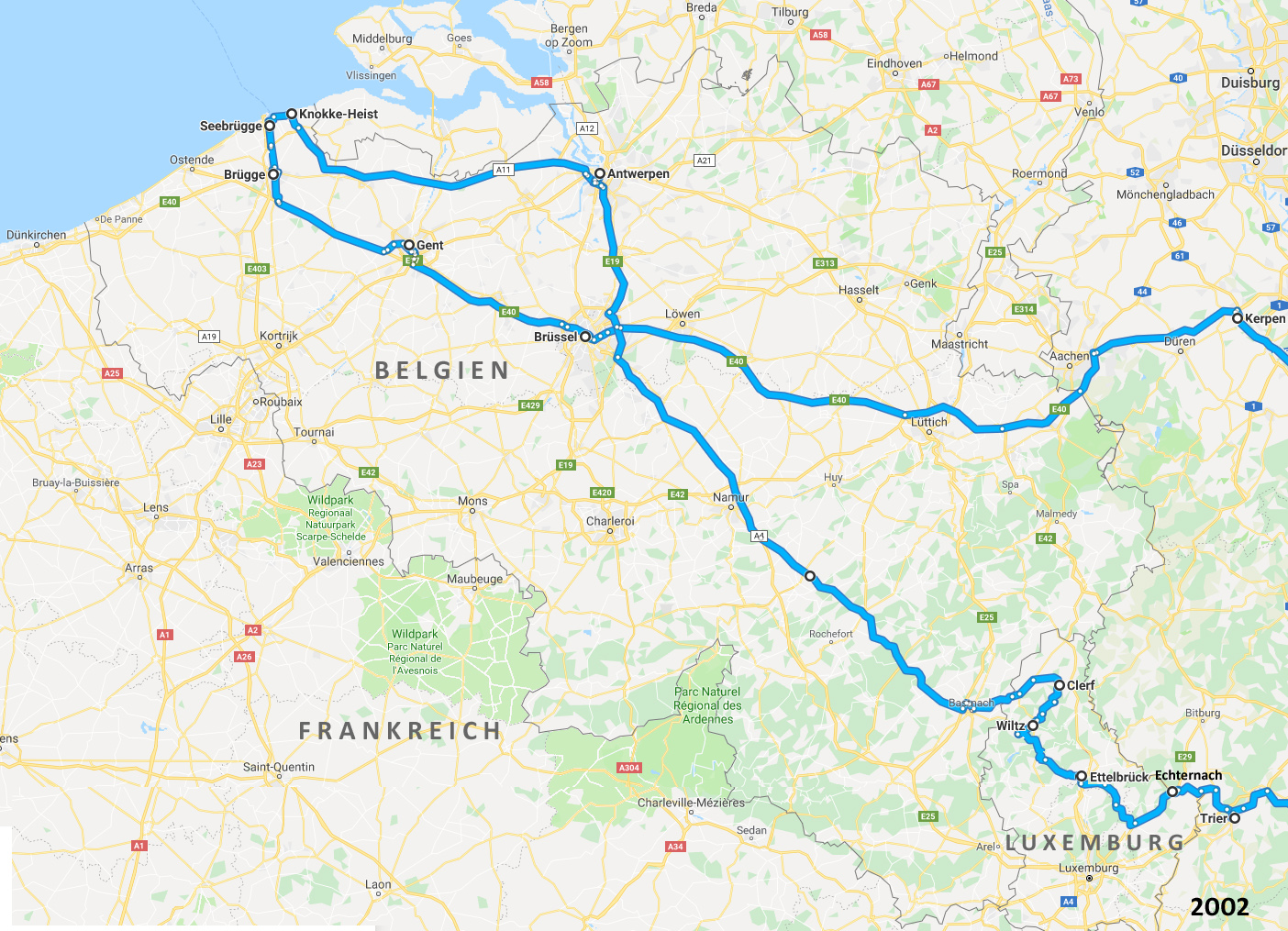 Route Belgien 2002