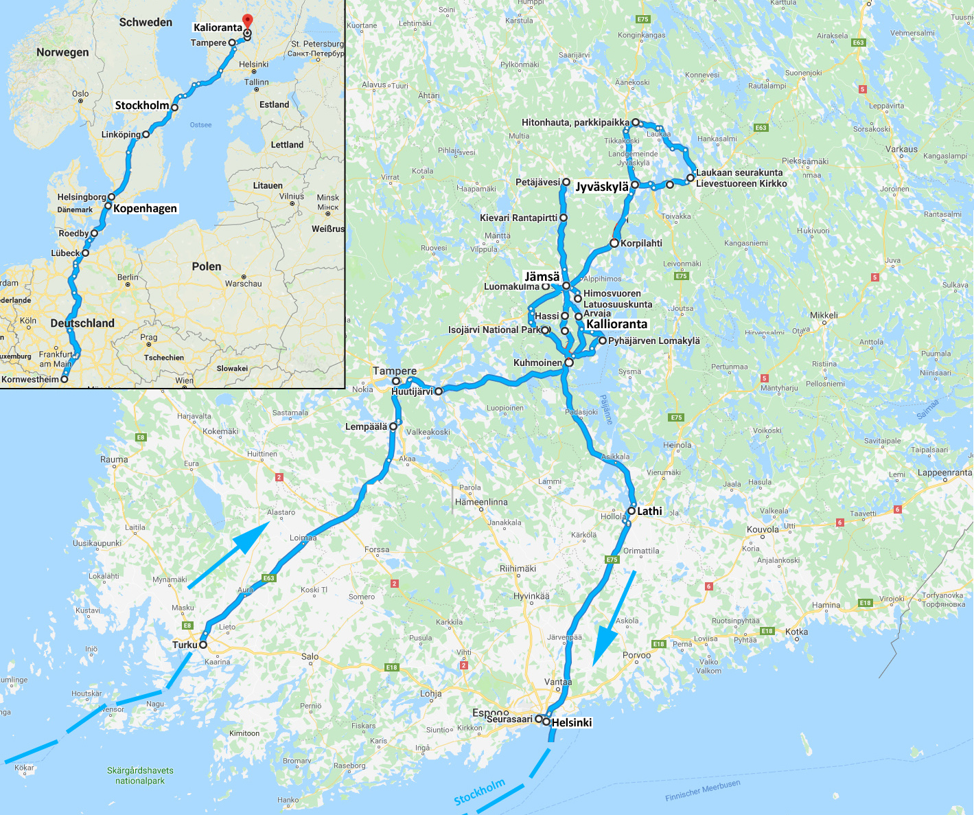 Route Finnland 1993