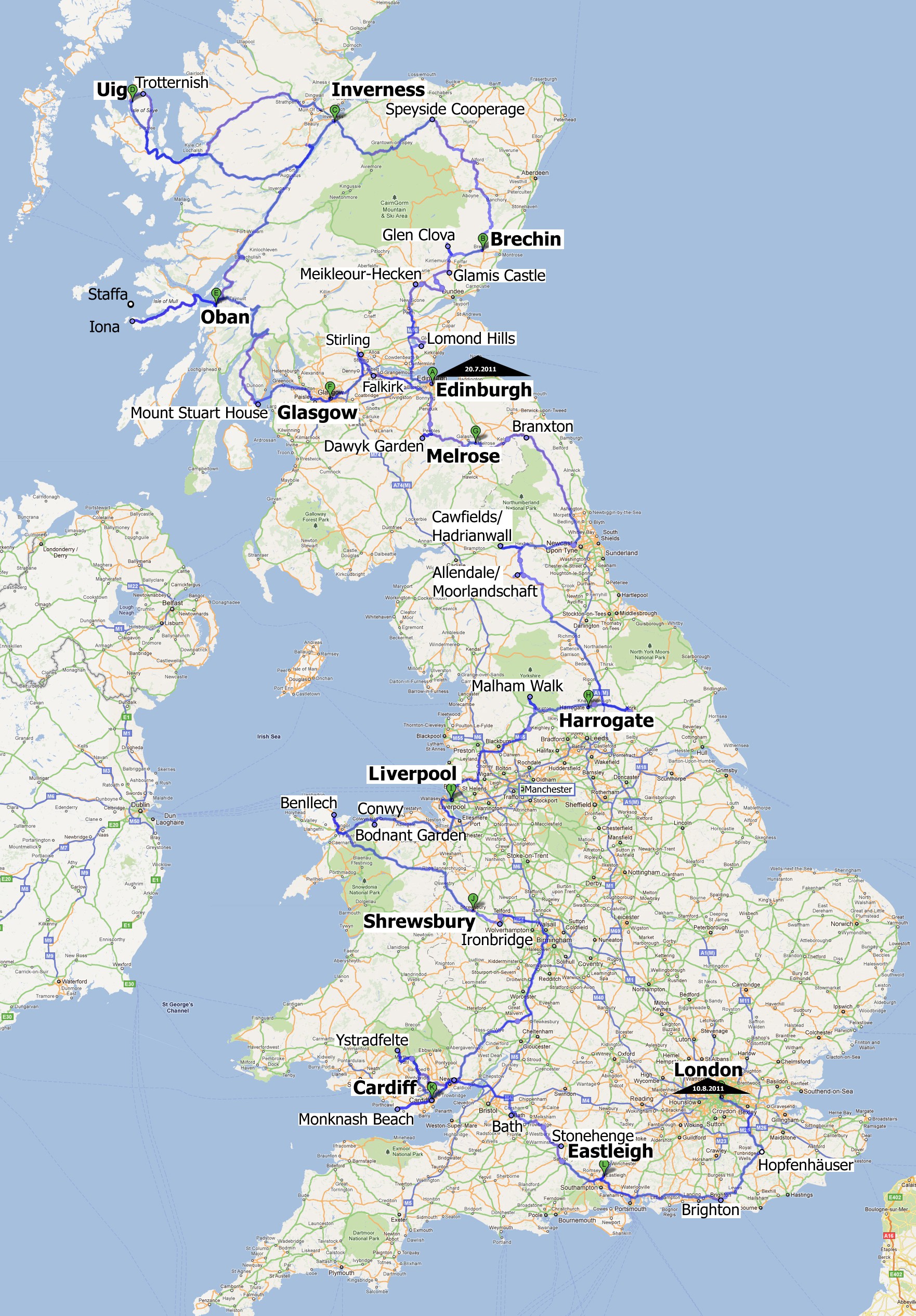 Großbritannien Route 2011