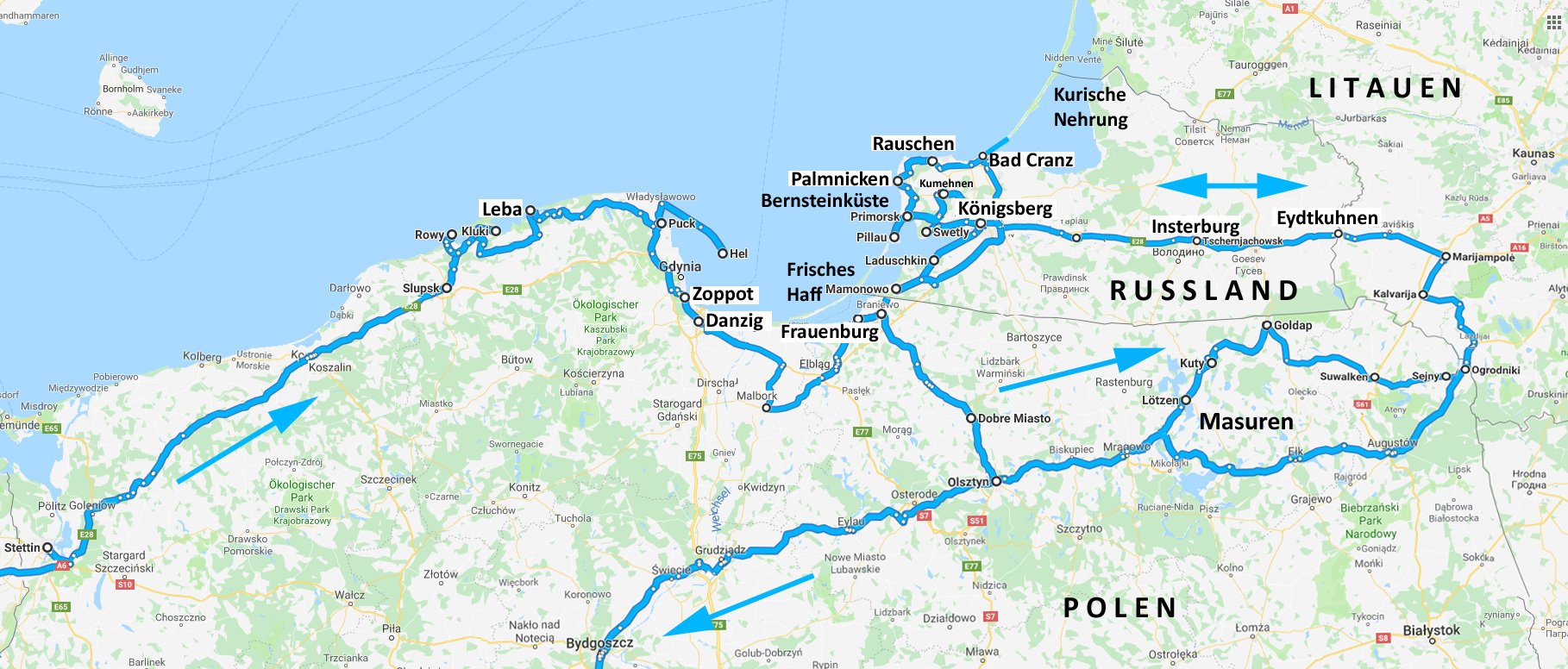 Route Polen-Königsberg