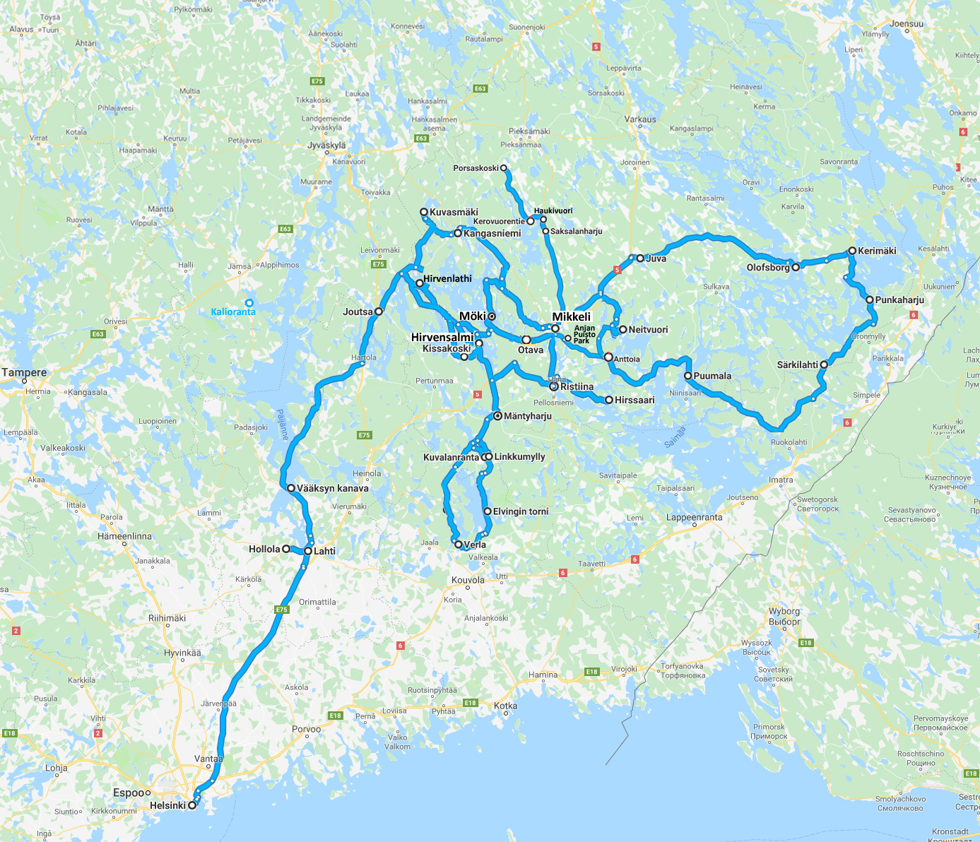 Route Finnland 1998
