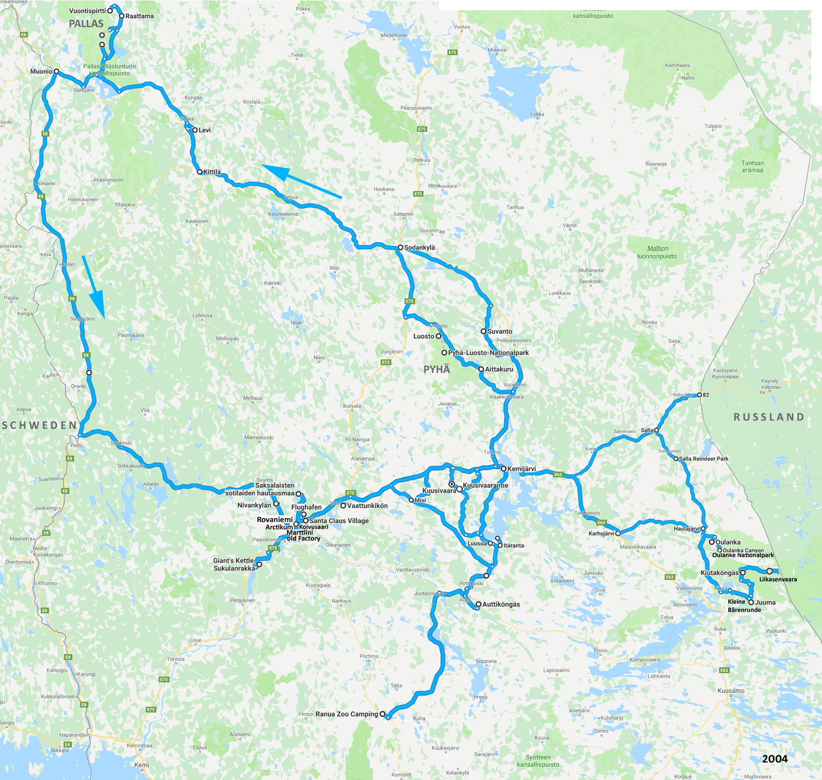 Route Finnland 2004