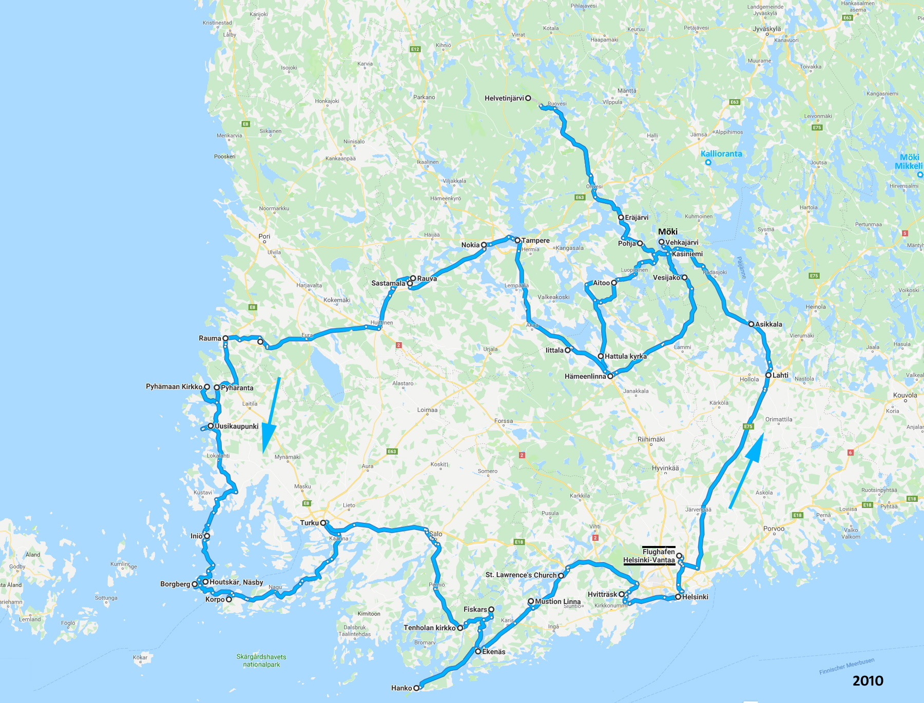 Route Finnland 2010