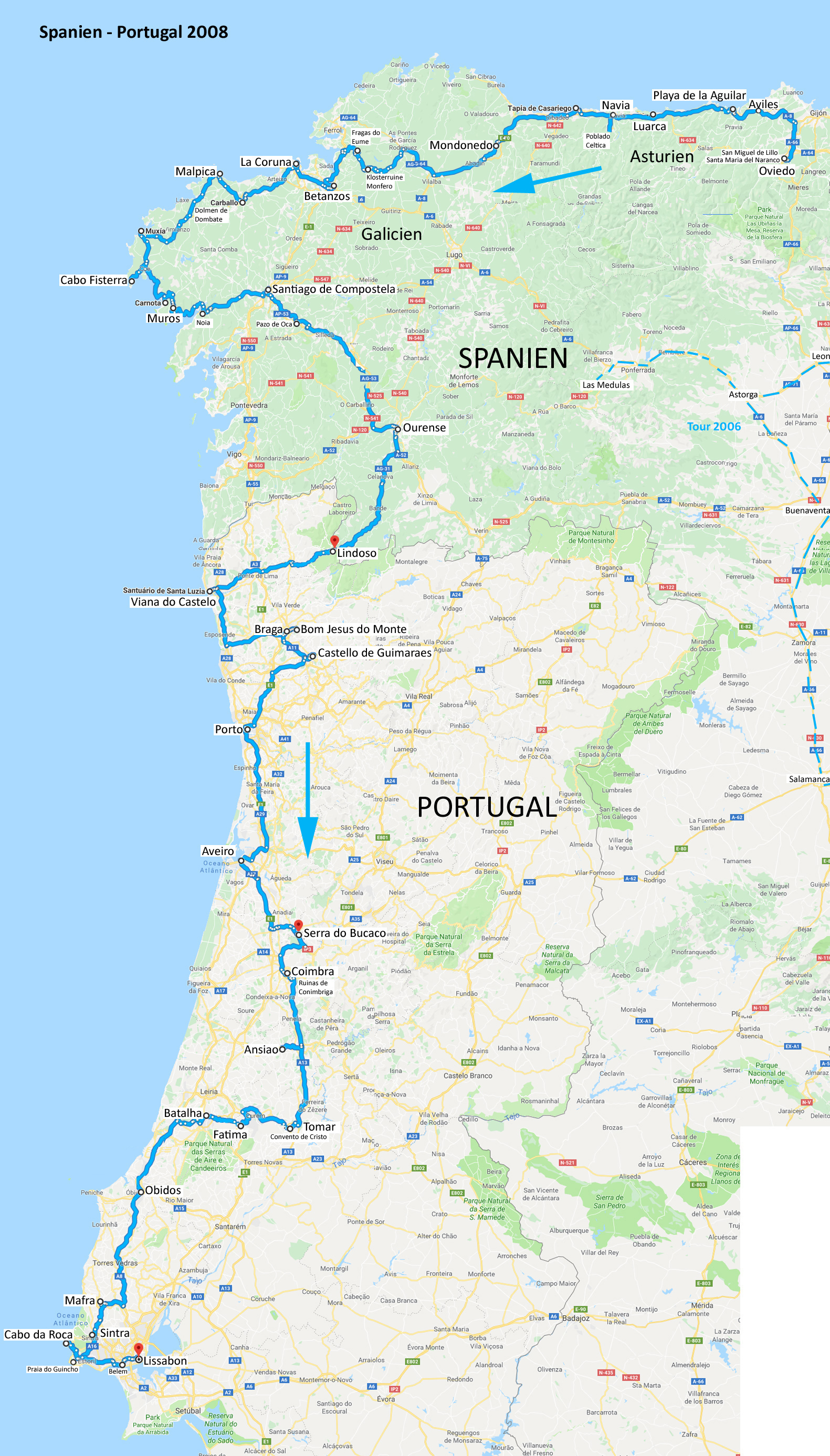 Route Spanien-Portugal Tour 2008